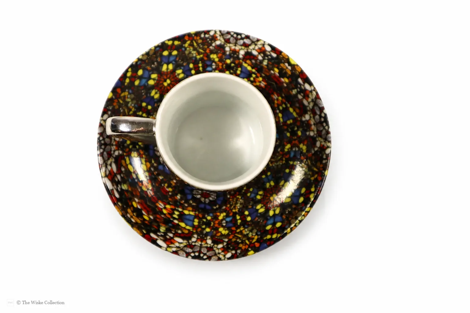Damien Hirst (British 1965-); set of six anamorphic silver lustre espresso cups and saucers of various designs thumbnail 10