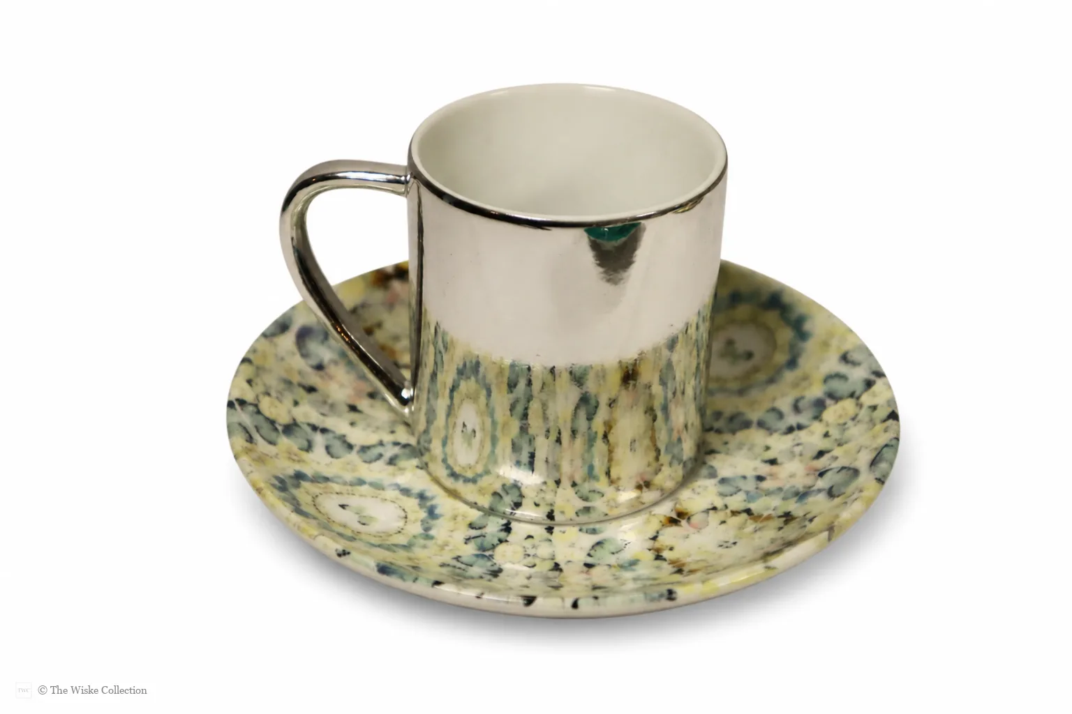 Damien Hirst (British 1965-); set of six anamorphic silver lustre espresso cups and saucers of various designs thumbnail 5