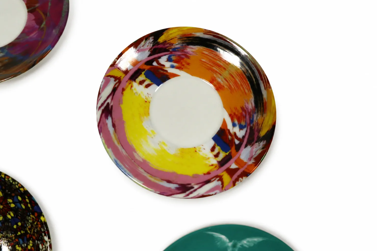 Damien Hirst (British 1965-); set of six anamorphic silver lustre espresso cups and saucers of various designs thumbnail 21