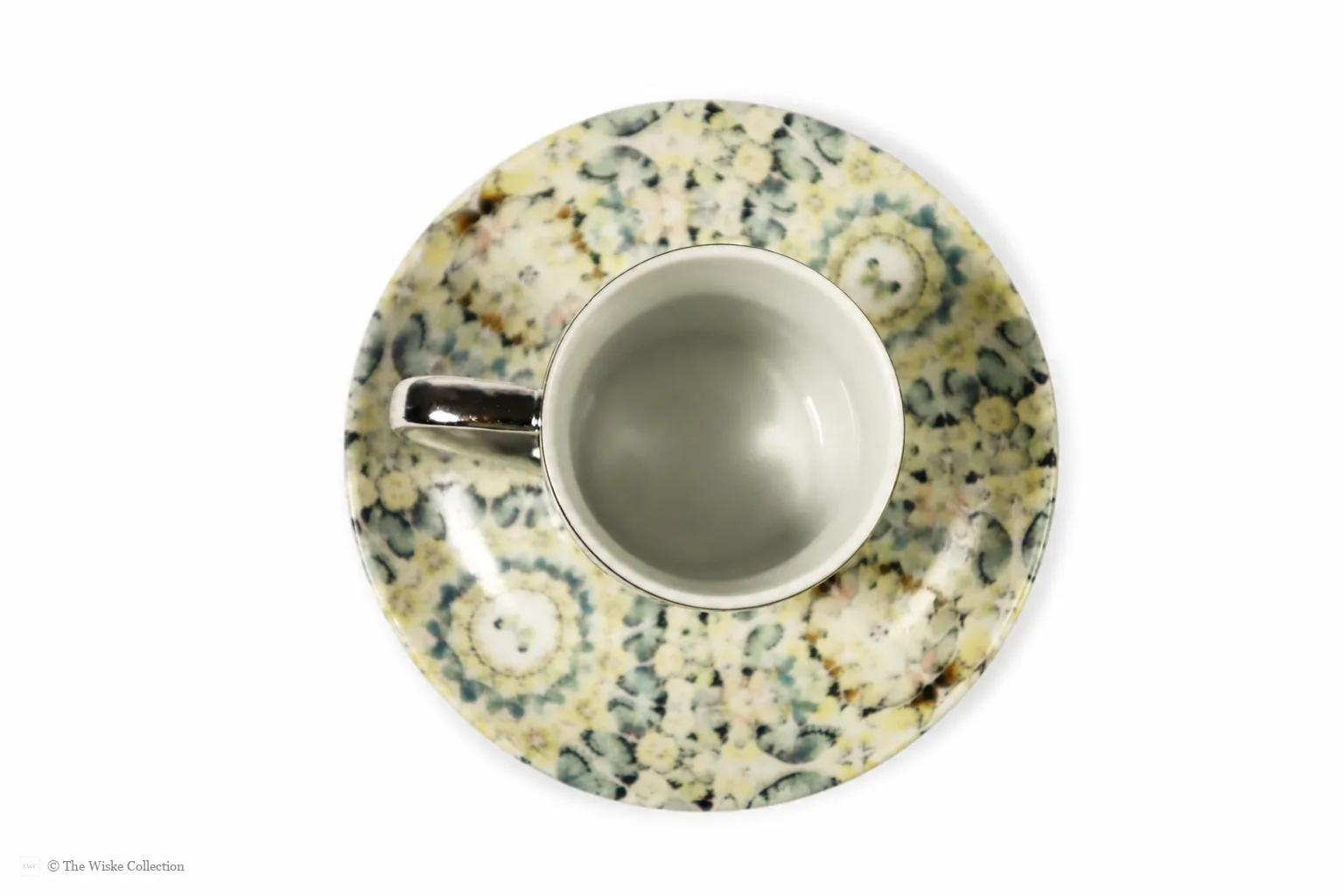 Damien Hirst (British 1965-); set of six anamorphic silver lustre espresso cups and saucers of various designs thumbnail 12