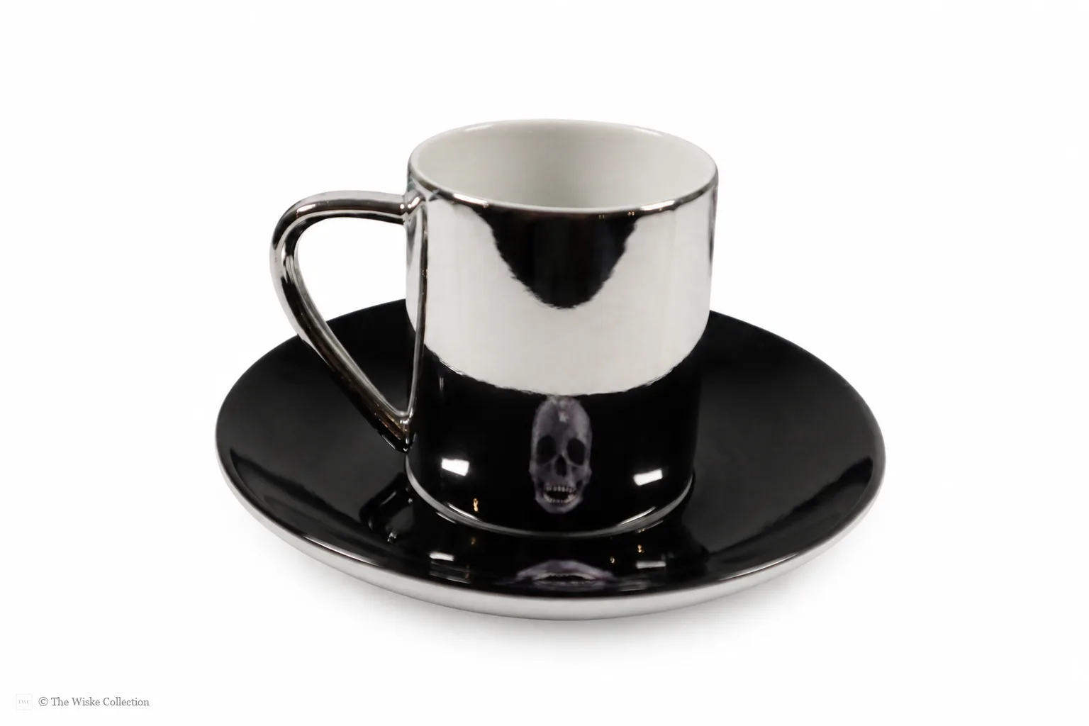 Damien Hirst (British 1965-); set of six anamorphic silver lustre espresso cups and saucers of various designs thumbnail 2