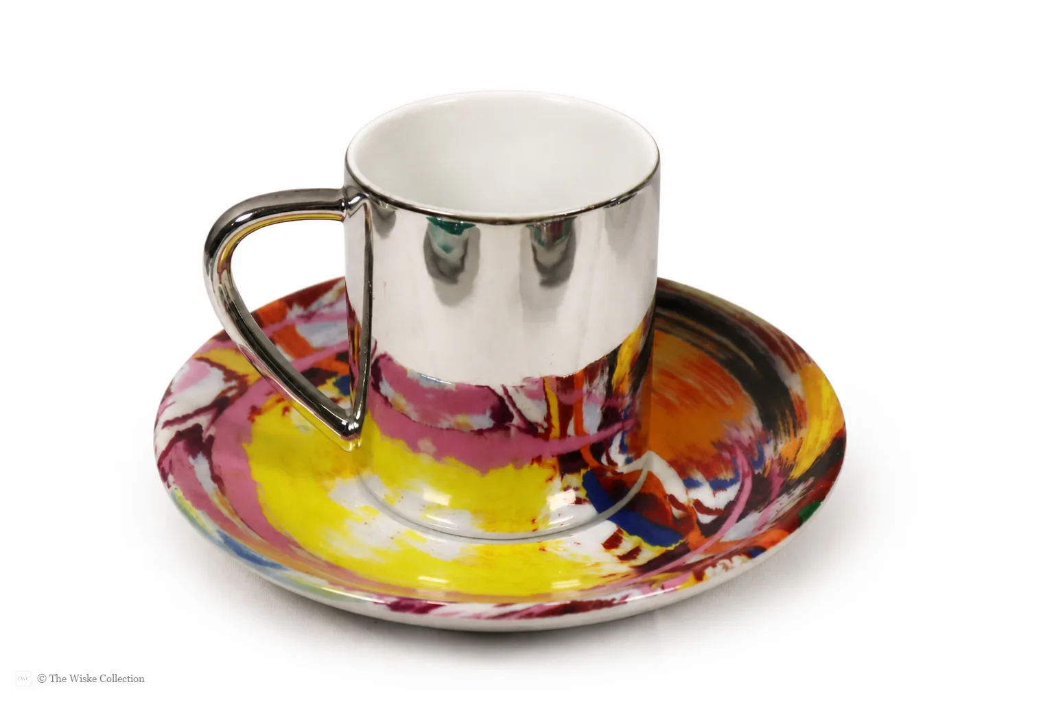 Damien Hirst (British 1965-); set of six anamorphic silver lustre espresso cups and saucers of various designs thumbnail 4