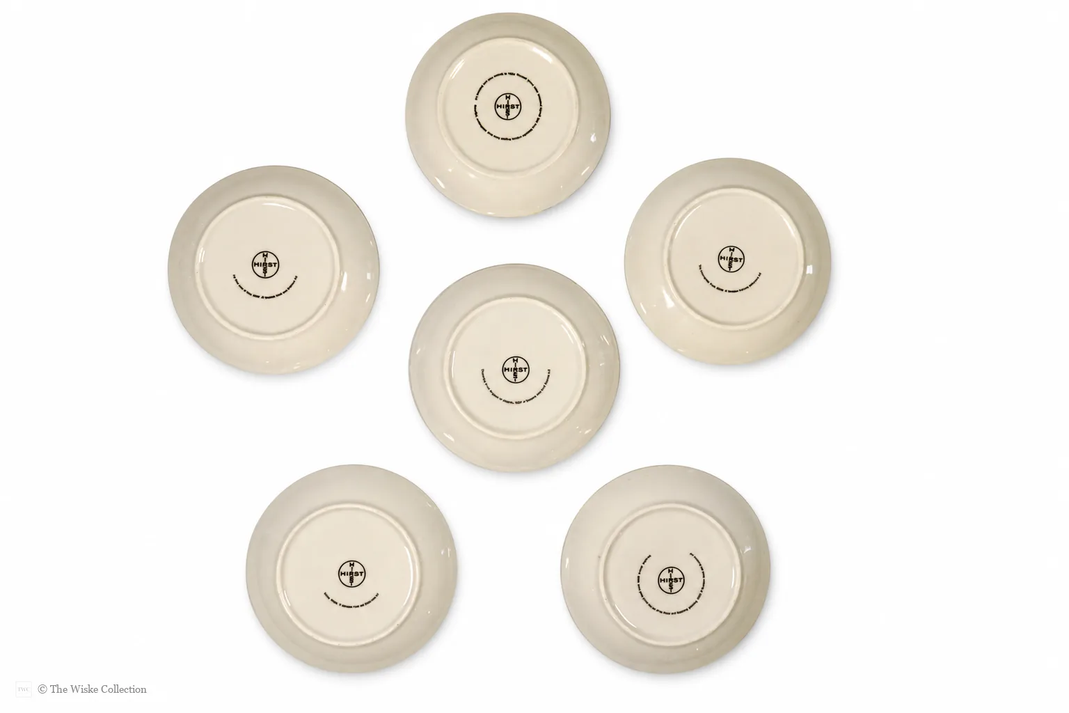 Damien Hirst (British 1965-); set of six anamorphic silver lustre espresso cups and saucers of various designs thumbnail 14