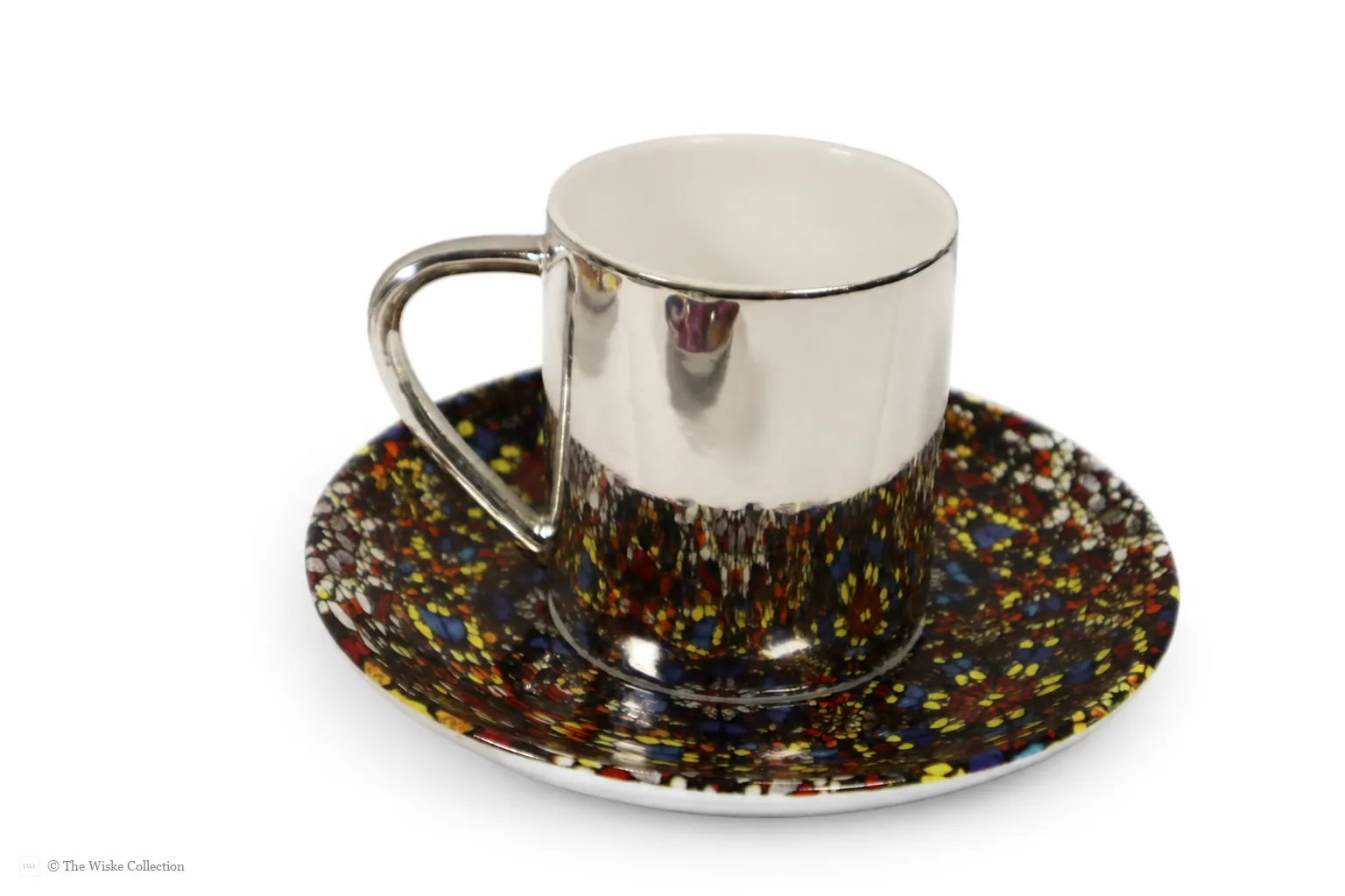 Damien Hirst (British 1965-); set of six anamorphic silver lustre espresso cups and saucers of various designs thumbnail 3