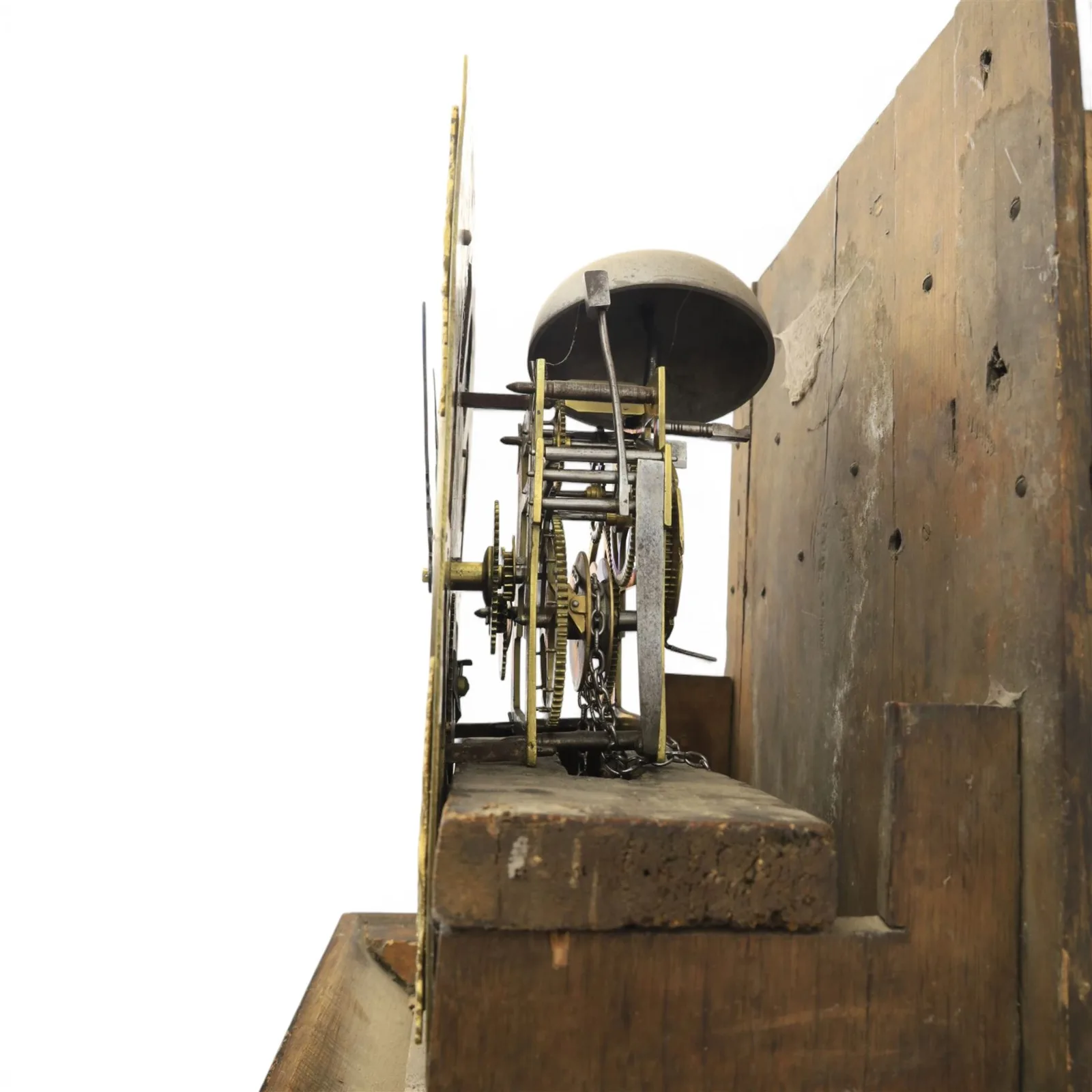 18th century 30 hours oak longcase clock, brass and silvered dial signed Will Snow thumbnail 8