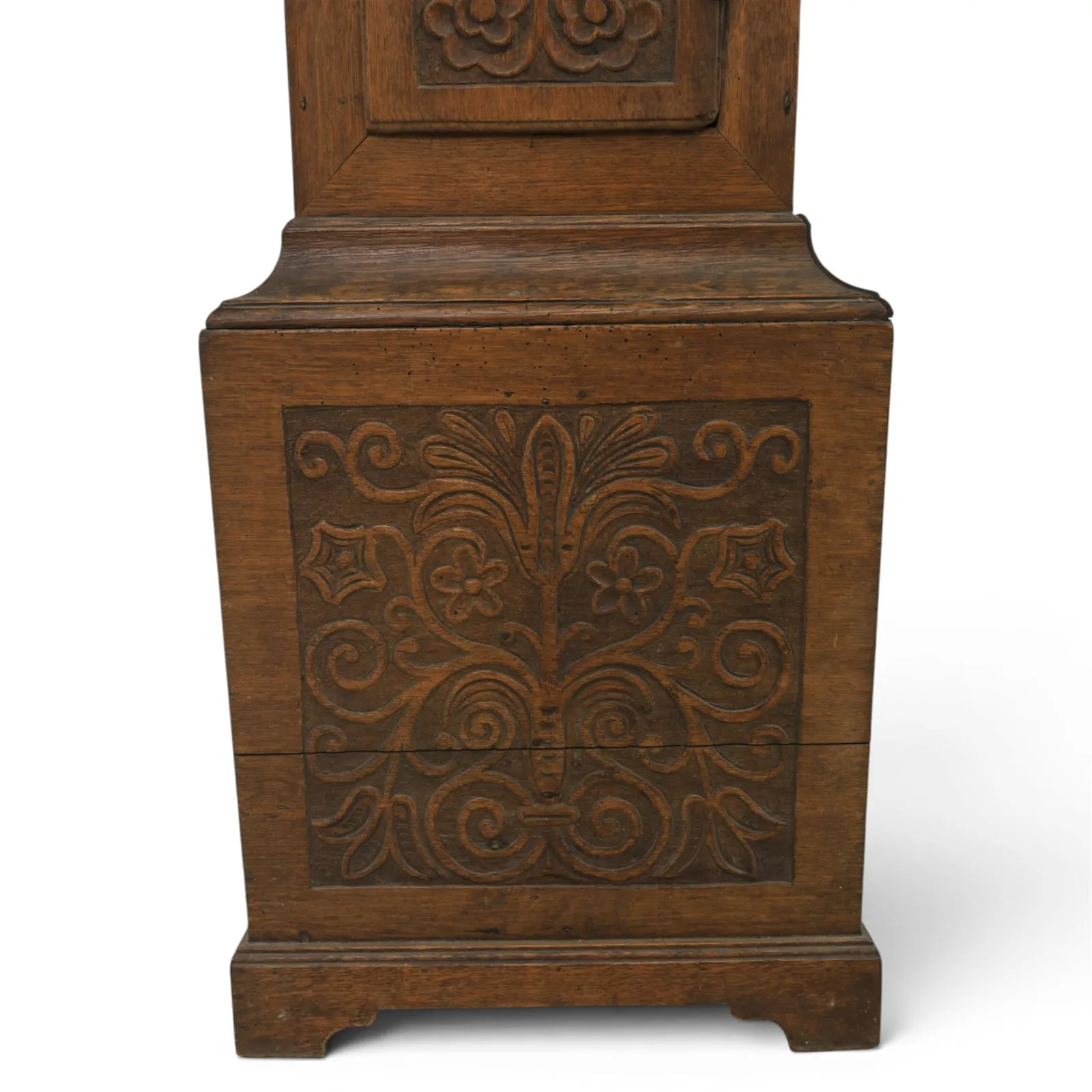 18th century 30 hours oak longcase clock, brass and silvered dial signed Will Snow thumbnail 6